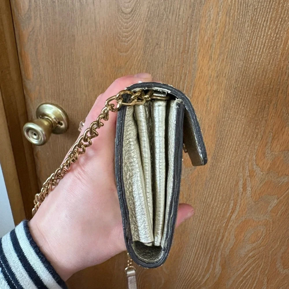 Street Level Metallic Gold Envelope Wallet Crossbody Purse